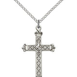 Cross Pendant, Sterling Silver - 18" 1.2mm Sterling Silver Chain + Clasp