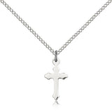 Cross Pendant, Sterling Silver - 18" 1.2mm Sterling Silver Chain + Clasp