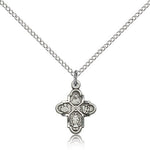 4 Way Cross Pendant, Sterling Silver - 18" 1.2mm Sterling Silver Chain + Clasp