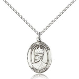 St. Edward the Confessor Medal, Sterling Silver, Medium - 18" 1.2mm Sterling Silver Chain + Clasp
