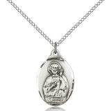 St. Jude Medal, Sterling Silver - 18" 1.2mm Sterling Silver Chain + Clasp