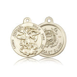 St. Michael Coast Guard Medal, 14 Karat Gold - 14 KT Yellow Gold