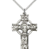 Celtic Cross Pendant, Sterling Silver - 18" 1.2mm Sterling Silver Chain + Clasp