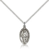 Miraculous Medal, Sterling Silver - 18" 1.2mm Sterling Silver Chain + Clasp