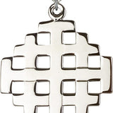 Jerusalem Cross Pendant, Sterling Silver - 24" 2.4mm Rhodium Plate Endless Chain