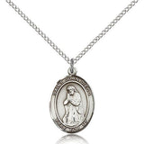 St. Juan Diego Medal, Sterling Silver, Medium - 18" 1.2mm Sterling Silver Chain + Clasp