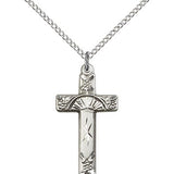 Cross Pendant, Sterling Silver - 18" 1.2mm Sterling Silver Chain + Clasp