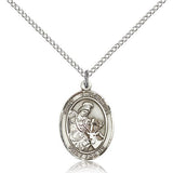 St. Eustachius Medal, Sterling Silver, Medium - 18" 1.2mm Sterling Silver Chain + Clasp