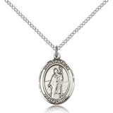 St. Patrick Medal, Sterling Silver, Medium - 18" 1.2mm Sterling Silver Chain + Clasp