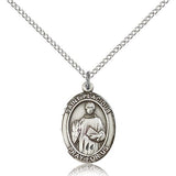 St. Placidus Medal, Sterling Silver, Medium - 18" 1.2mm Sterling Silver Chain + Clasp