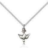 Holy Spirit Medal, Sterling Silver - 18" 1.2mm Sterling Silver Chain + Clasp
