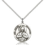St. John Vianney Medal, Sterling Silver - 18" 1.2mm Sterling Silver Chain + Clasp