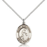 St. Sebastian Basketball Medal, Sterling Silver, Medium - 18" 1.2mm Sterling Silver Chain + Clasp
