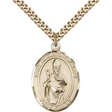 St. Augustine of Hippo Medal, Gold Filled, Large - 24" 2.4mm Gold Plated Chain + Clasp