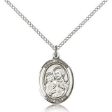 St. Joseph Medal, Sterling Silver, Medium - 18" 1.2mm Sterling Silver Chain + Clasp