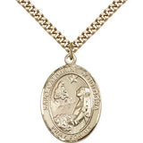 St. Catherine of Bologna Medal, Gold Filled, Large - 24" 2.4mm Gold Plated Chain + Clasp