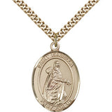 St. Isabella of Portugal Medal, Gold Filled, Large - 24" 2.4mm Gold Plated Chain + Clasp