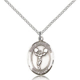 St. Christopher Cheerleading Medal, Sterling Silver, Medium - 18" 1.2mm Sterling Silver Chain + Clasp