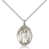 St. Thomas A Becket Medal, Sterling Silver, Medium - 18" 1.2mm Sterling Silver Chain + Clasp