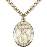 St. Andrew Kim Taegon Medal, Gold Filled, Large - 24" 2.4mm Gold Plated Chain + Clasp