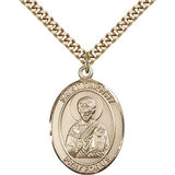 St. Timothy Medal, Gold Filled, Large - 24" 2.4mm Gold Plated Chain + Clasp