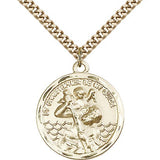 Round 14kt Gold Filled Saint Christopher Medal - 24" 2.4mm Gold Plated Endless Chain