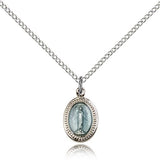 Miraculous Medal, Sterling Silver - 18" 1.2mm Sterling Silver Chain + Clasp