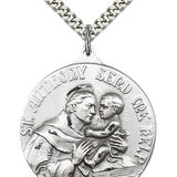 St. Anthony Medal, Sterling Silver - 24" 2.4mm Rhodium Plate Endless Chain