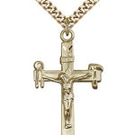 Crucifix Pendant, Gold Filled - 24" 2.4mm Gold Plated Endless Chain