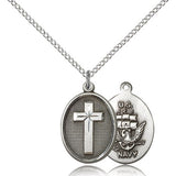 Navy Cross Pendant, Sterling Silver - 18" 1.2mm Sterling Silver Chain + Clasp