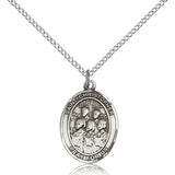 St Christopher Choir Medal, Sterling Silver, Medium - 18" 1.2mm Sterling Silver Chain + Clasp