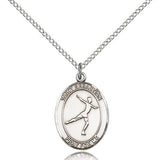 St. Sebastian Figure Skating Medal, Sterling Silver, Medium - 18" 1.2mm Sterling Silver Chain + Clasp