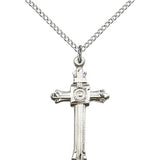 Cross Pendant, Sterling Silver - 18" 1.2mm Sterling Silver Chain + Clasp