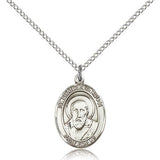 St. Francis De Sales Medal, Sterling Silver, Medium - 18" 1.2mm Sterling Silver Chain + Clasp
