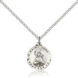 St. Jude Medal, Sterling Silver - 18" 1.2mm Sterling Silver Chain + Clasp