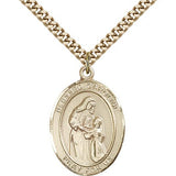 Blessed Caroline Gerhardinger Medal, Gold Filled, Medium - 24" 2.4mm Gold Plated Chain + Clasp