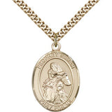 St. Isaiah Medal, Gold Filled, Large - 24" 2.4mm Gold Plated Chain + Clasp