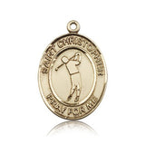 St. Christopher Golf Medal, 14 Karat Gold, Large - 14 KT Yellow Gold