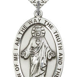 Scapular Medal, Sterling Silver - 24" 2.4mm Rhodium Plate Endless Chain