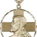 Christ Profile Necklace, Gold Filled - 24" 2.4mm Gold Plated Endless Chain