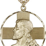 Christ Profile Necklace, Gold Filled - 24" 2.4mm Gold Plated Endless Chain
