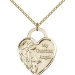 Guardian Angel Heart Medal, Gold Filled - Gold-tone