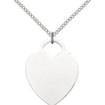 Heart Medal, Sterling Silver - 18" 1.2mm Sterling Silver Chain + Clasp
