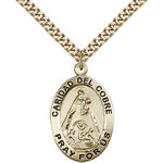 Caridad Del Cobre Medal, Gold Filled - 24" 2.4mm Gold Plated Endless Chain