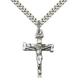 Nail Crucifix Pendant, Sterling Silver - 18" 1.2mm Sterling Silver Chain + Clasp