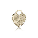 Footprints Heart Medal, 14 Karat Gold - 14 KT Yellow Gold