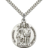 St. Michael the Archangel Medal, Sterling Silver - 24" 2.4mm Rhodium Plate Endless Chain