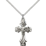 Cross Pendant, Sterling Silver - 18" 1.2mm Sterling Silver Chain + Clasp