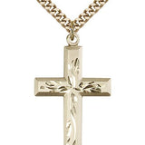 Cross Pendant, Gold Filled - 24" 2.4mm Gold Plated Endless Chain