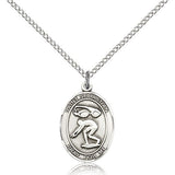 St. Sebastian Swimming Medal, Sterling Silver, Medium - 18" 1.2mm Sterling Silver Chain + Clasp